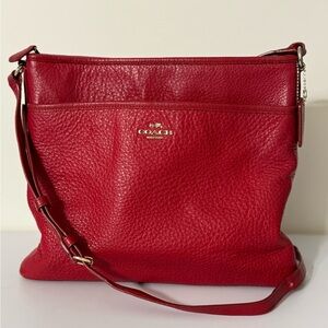 Coach Red Pebbled Leather Crossbody Bag